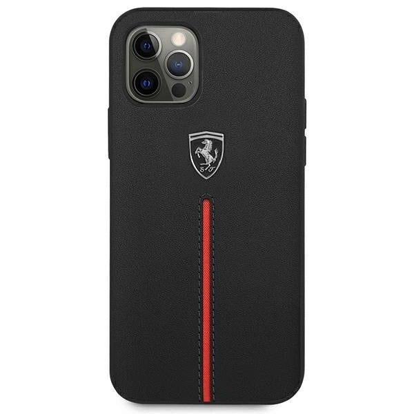 Ferrari FEOMSHCP12LBK iPhone 12 Pro Max black/black hardcase Off Track Leather Nylon Stripe_2