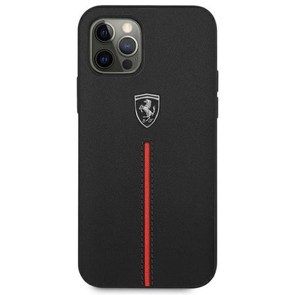 Ferrari FEOMSHCP12LBK iPhone 12 Pro Max black/black hardcase Off Track Leather Nylon Stripe_2
