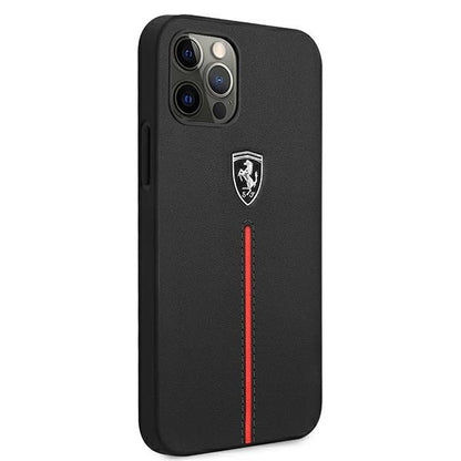 Ferrari FEOMSHCP12LBK iPhone 12 Pro Max black/black hardcase Off Track Leather Nylon Stripe_3