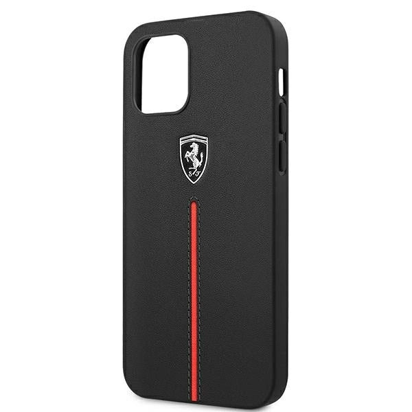 Ferrari FEOMSHCP12LBK iPhone 12 Pro Max black/black hardcase Off Track Leather Nylon Stripe_5
