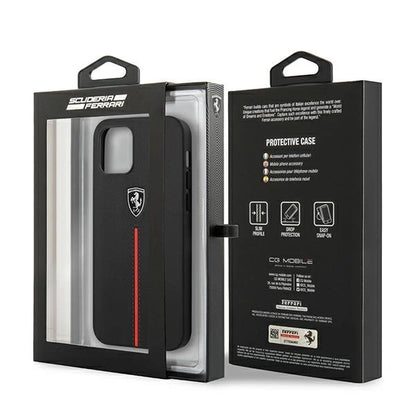 Ferrari FEOMSHCP12LBK iPhone 12 Pro Max black/black hardcase Off Track Leather Nylon Stripe_7