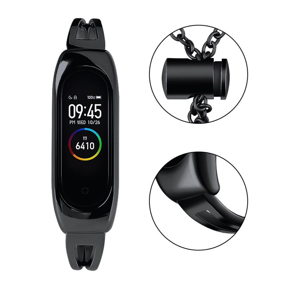 Metal bracelet for Xiaomi Mi Band 3 / 4 / 5 / 6 band strap - black_6