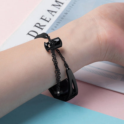 Metal bracelet for Xiaomi Mi Band 3 / 4 / 5 / 6 band strap - black_2