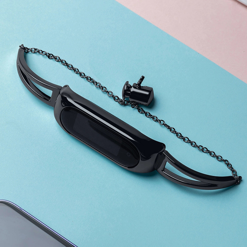 Metal bracelet for Xiaomi Mi Band 3 / 4 / 5 / 6 band strap - black_5