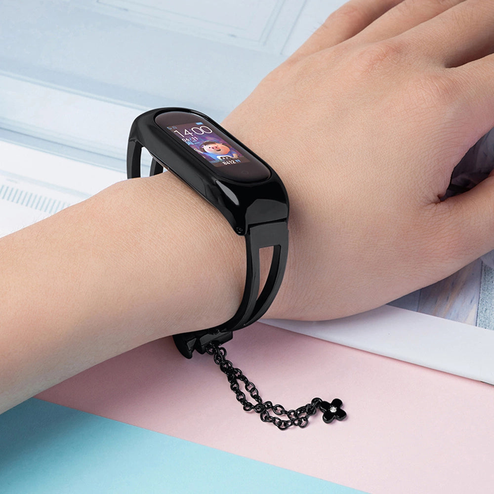 Metal bracelet for Xiaomi Mi Band 3 / 4 / 5 / 6 band strap - black_1
