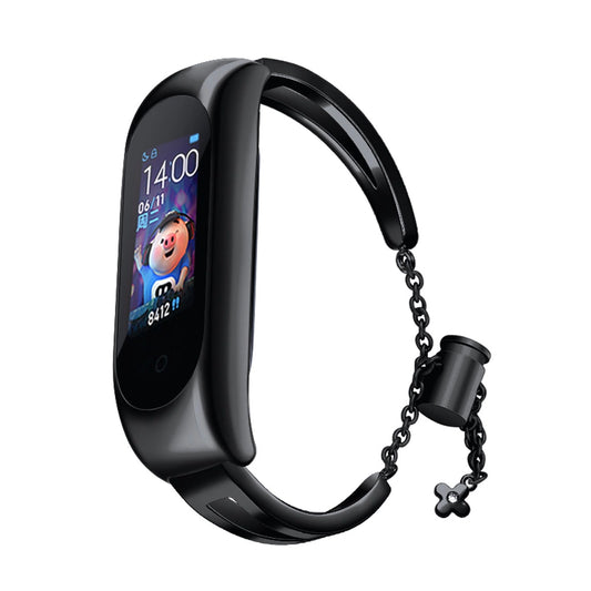 Metal bracelet for Xiaomi Mi Band 3 / 4 / 5 / 6 band strap - black_0