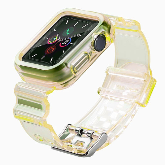 Silicone Band Strap Bracelet Case Strap Light Set for Apple Watch 44mm - Yellow_0