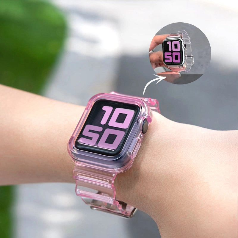 Silicone Band Strap Bracelet Case Strap Light Set for Apple Watch 42mm - Black_9