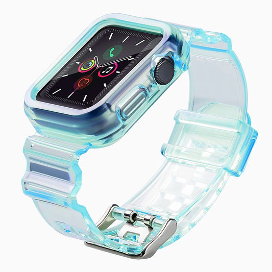 Silicone Band Strap Bracelet Case Strap Light Set for Apple Watch 42mm - Blue_0