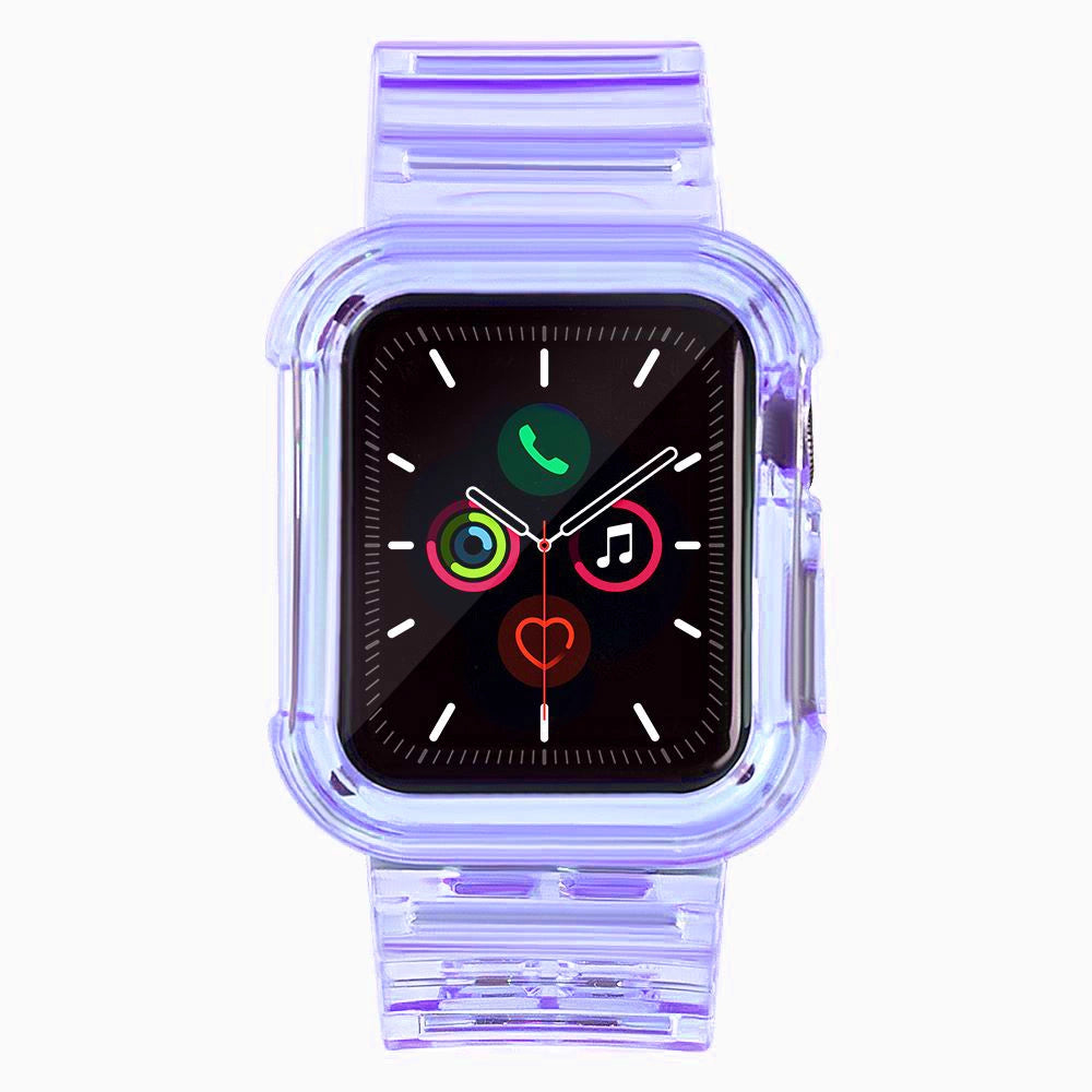 Silicone Band Strap Bracelet Case Strap Light Set for Apple Watch 38mm - Purple_1