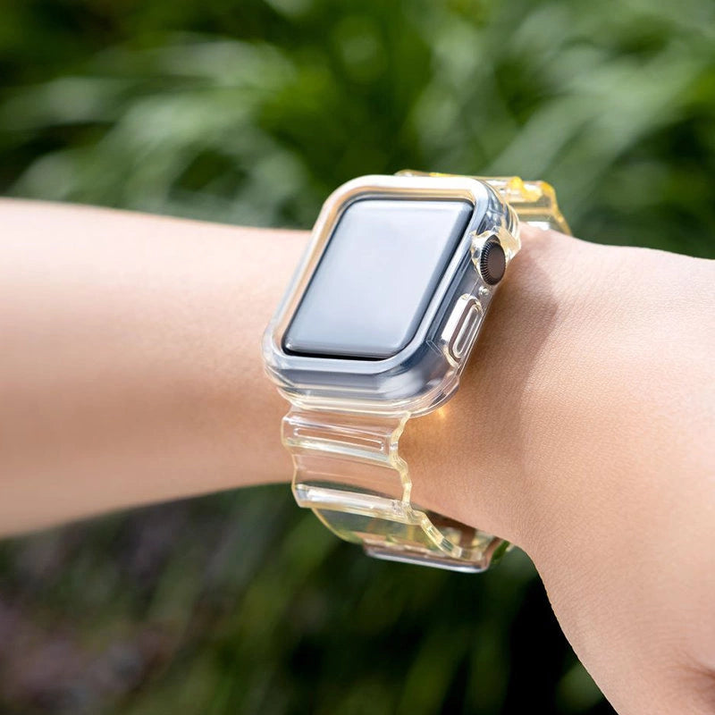 Silicone Band Strap Bracelet Case Strap Light Set for Apple Watch 38mm - Yellow_2