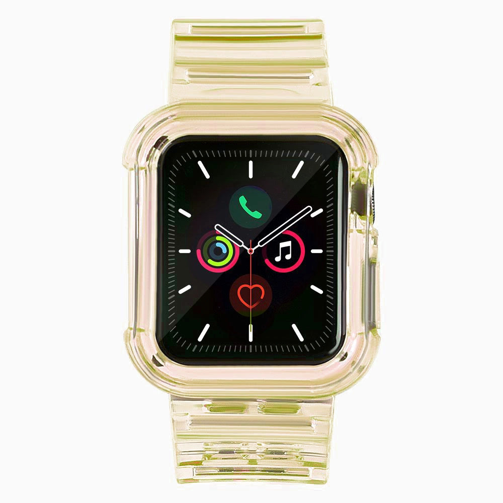 Silicone Band Strap Bracelet Case Strap Light Set for Apple Watch 38mm - Yellow_1