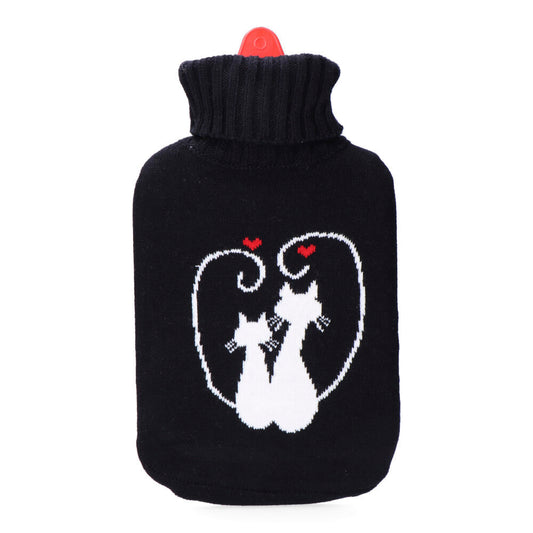 Botija de Ã¡gua quente preta. modelo gatos apaixonados 2 l_0
