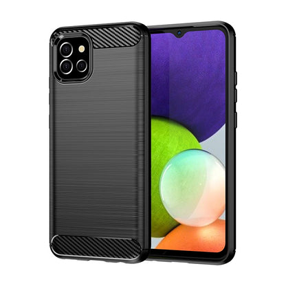 Carbon Case Flexible Cover Case for Samsung A03S EU (166.5) black_0