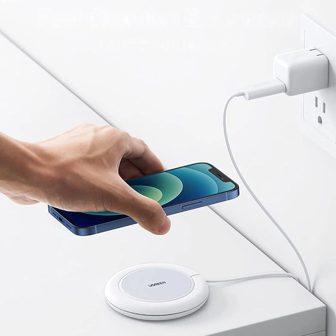 Ugreen CD245 40123 wireless Qi / MagSafe charger 15W with USB-C cable - white_4