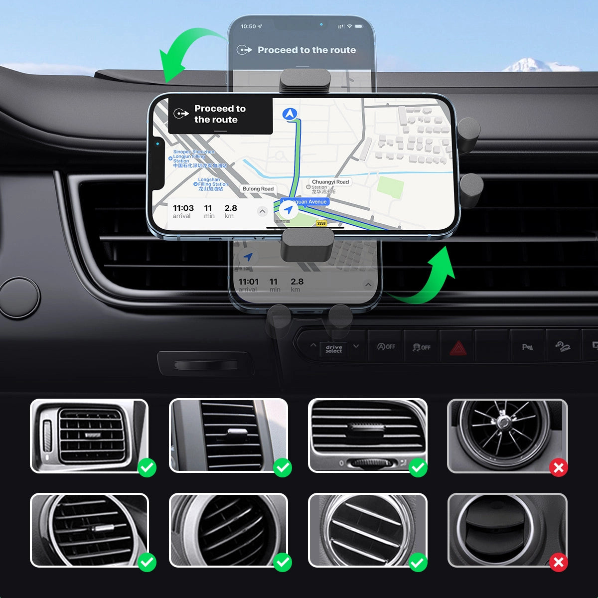 Ugreen Car Qi Wireless Charger 15W Car Phone Holder on Ventilation Grille Black (40118 CD256)_2