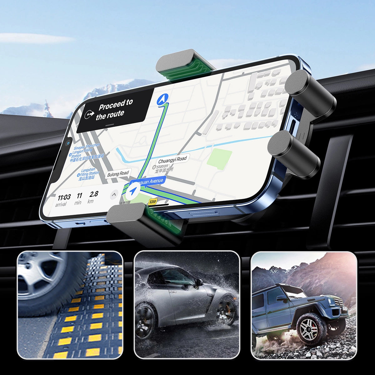 Ugreen Car Qi Wireless Charger 15W Car Phone Holder on Ventilation Grille Black (40118 CD256)_3