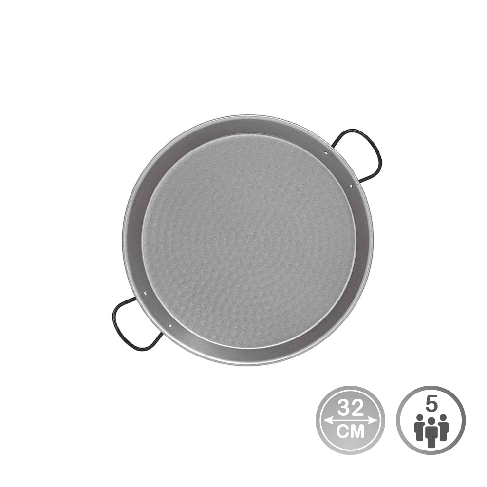 Figideira de aÃ§o polido para induÃ§Ã£o e vitrocerÃ¢mica Ã¸32cm (5 porÃ§Ãµes). vaello_0