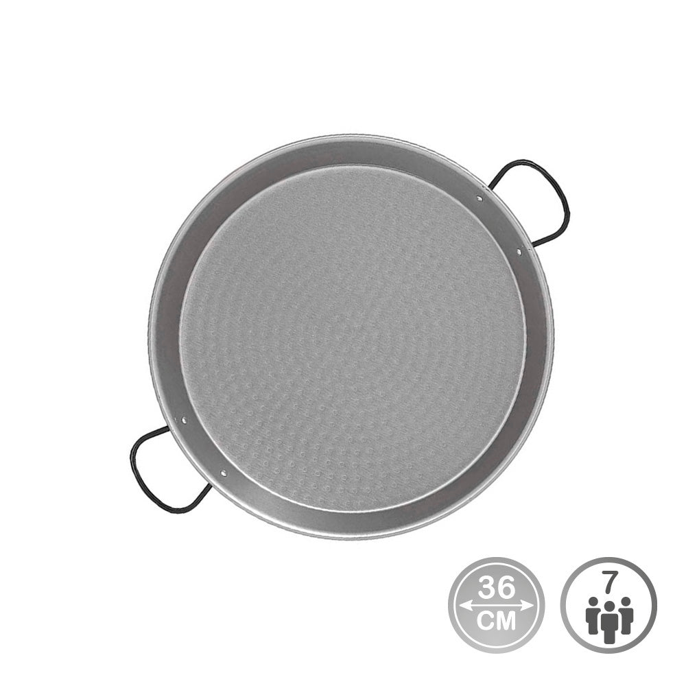 Figideira de aÃ§o polido para induÃ§Ã£o e vitrocerÃ¢mica Ã¸36cm (7 porÃ§Ãµes). vaello_0