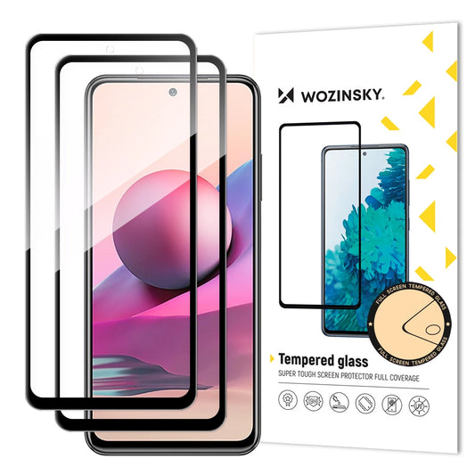 Wozinsky Set of 2x Super Durable Full Glue Tempered Glass Full Screen with Frame Case Friendly Xiaomi Redmi Note 10 / Redmi Note 10S / Redmi Note 11 Global / Redmi Note 11S Global Black_0