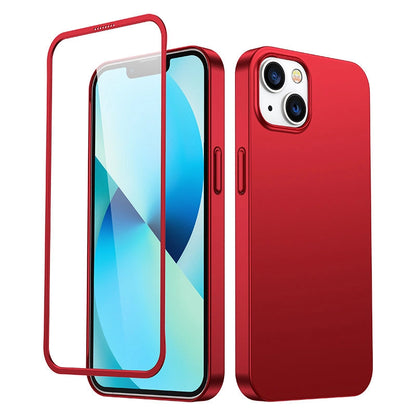 Joyroom 360 Full Case front and back cover for iPhone 13 + tempered glass screen protector red (JR-BP927 red)_0