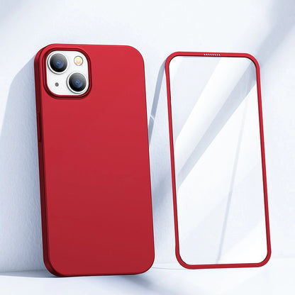 Joyroom 360 Full Case front and back cover for iPhone 13 + tempered glass screen protector red (JR-BP927 red)_1