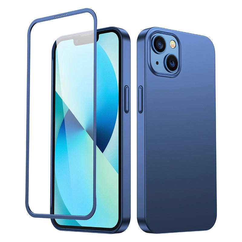 Joyroom 360 Full Case front and back cover for iPhone 13 + tempered glass screen protector blue (JR-BP927 blue)_0