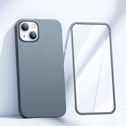 Joyroom 360 Full Case front and back cover for iPhone 13 + tempered glass screen protector grey (JR-BP927 tranish)_1