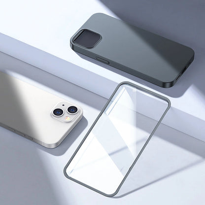 Joyroom 360 Full Case front and back cover for iPhone 13 + tempered glass screen protector grey (JR-BP927 tranish)_8
