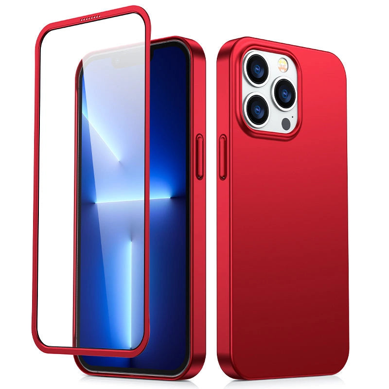 Joyroom 360 Full Case front and back cover for iPhone 13 Pro Max + tempered glass screen protector red (JR-BP928 red)_0