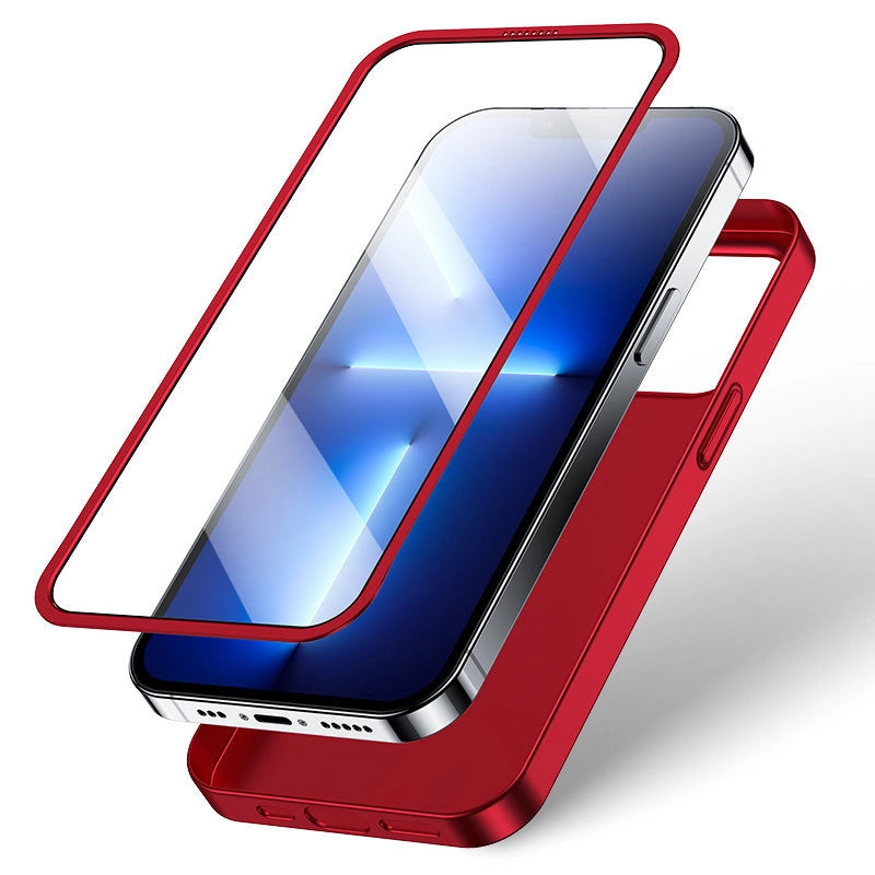 Joyroom 360 Full Case front and back cover for iPhone 13 Pro Max + tempered glass screen protector red (JR-BP928 red)_3
