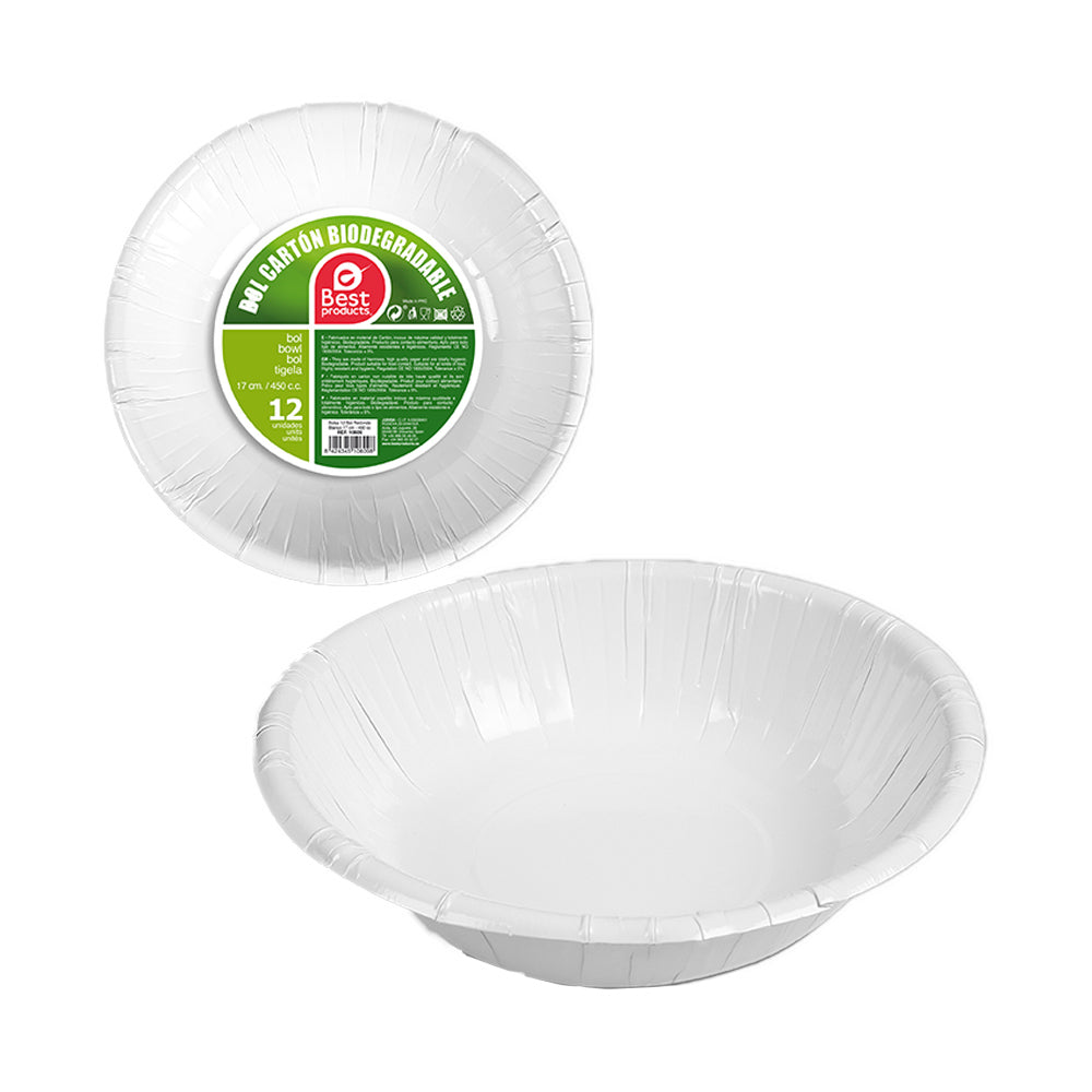 Pack com 12 unid. tigela papelÃ£o Ã¸17cm best products green_0