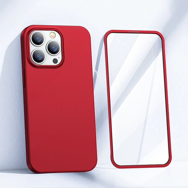Joyroom 360 Full Case front and back cover for iPhone 13 Pro + tempered glass screen protector red (JR-BP935 red)_1