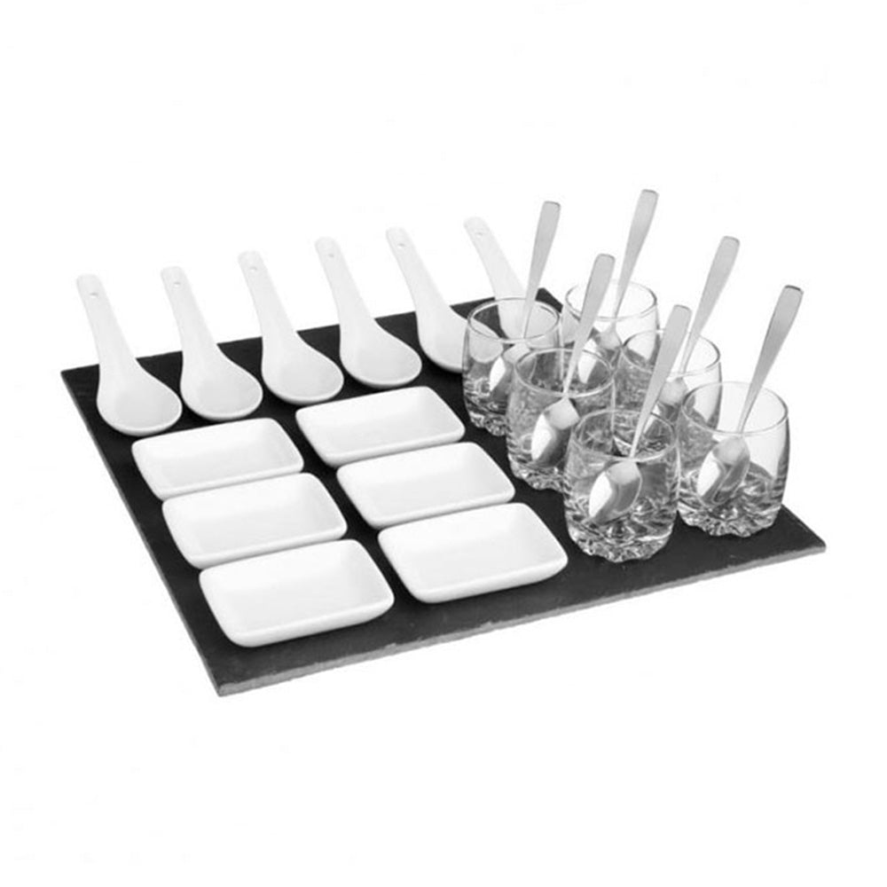 Set de aperitivo de 25 peÃ§as com base de lousa_0