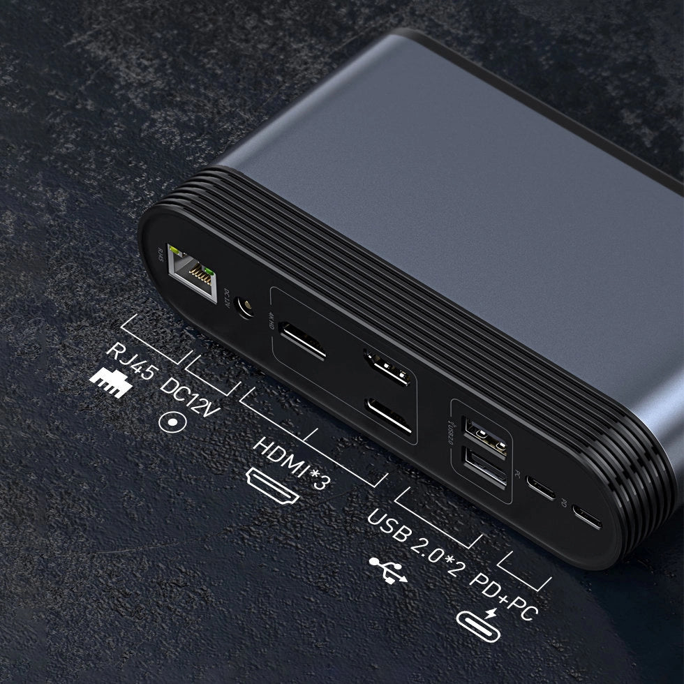 Baseus multifunctional HUB 3x USB 3.2 Gen 1 / 2x USB 2.0 / 2x USB Type C / SD and micro SD card reader / AUX / 3x HDMI / RJ45 1Gbps Power Delivery 100W (EU / CN / UK plugs) gray (CAHUB-DG0G)_13