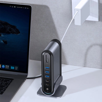Baseus multifunctional HUB 3x USB 3.2 Gen 1 / 2x USB 2.0 / 2x USB Type C / SD and micro SD card reader / AUX / 3x HDMI / RJ45 1Gbps Power Delivery 100W (EU / CN / UK plugs) gray (CAHUB-DG0G)_18