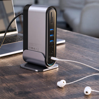 Baseus multifunctional HUB 3x USB 3.2 Gen 1 / 2x USB 2.0 / 2x USB Type C / SD and micro SD card reader / AUX / 3x HDMI / RJ45 1Gbps Power Delivery 100W (EU / CN / UK plugs) gray (CAHUB-DG0G)_20