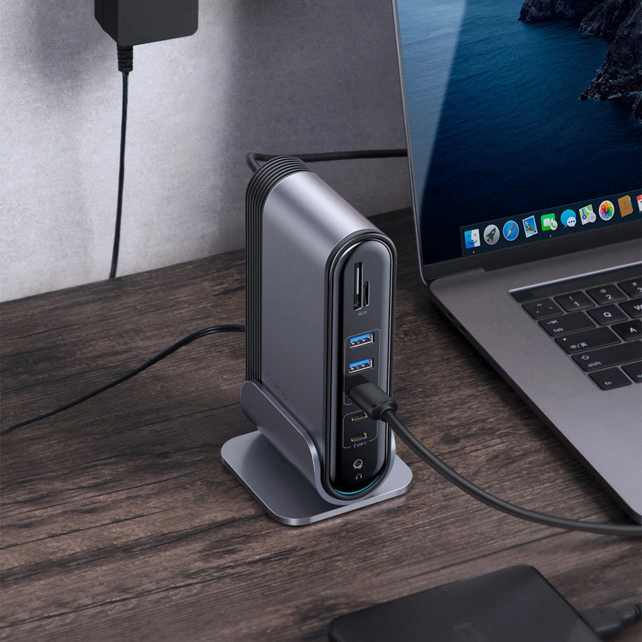 Baseus multifunctional HUB 3x USB 3.2 Gen 1 / 2x USB 2.0 / 2x USB Type C / SD and micro SD card reader / AUX / 3x HDMI / RJ45 1Gbps Power Delivery 100W (EU / CN / UK plugs) gray (CAHUB-DG0G)_21