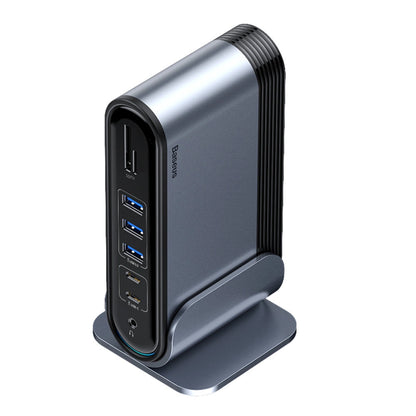 Baseus multifunctional HUB 3x USB 3.2 Gen 1 / 2x USB 2.0 / 2x USB Type C / SD and micro SD card reader / AUX / 3x HDMI / RJ45 1Gbps Power Delivery 100W (EU / CN / UK plugs) gray (CAHUB-DG0G)_4
