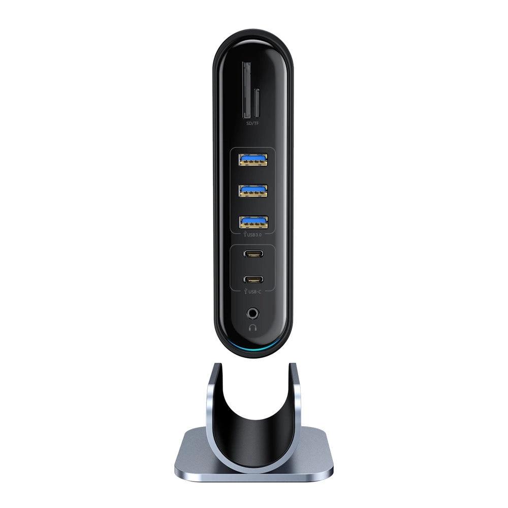 Baseus multifunctional HUB 3x USB 3.2 Gen 1 / 2x USB 2.0 / 2x USB Type C / SD and micro SD card reader / AUX / 3x HDMI / RJ45 1Gbps Power Delivery 100W (EU / CN / UK plugs) gray (CAHUB-DG0G)_7