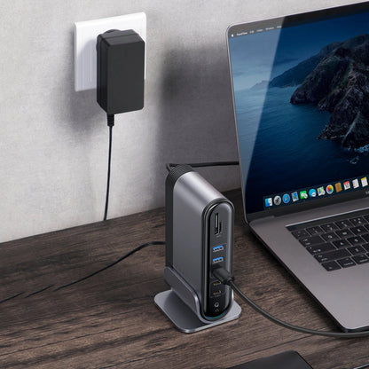 Baseus multifunctional HUB 3x USB 3.2 Gen 1 / 2x USB 2.0 / 2x USB Type C / SD and micro SD card reader / AUX / 3x HDMI / RJ45 1Gbps Power Delivery 100W (EU / CN / UK plugs) gray (CAHUB-DG0G)_9
