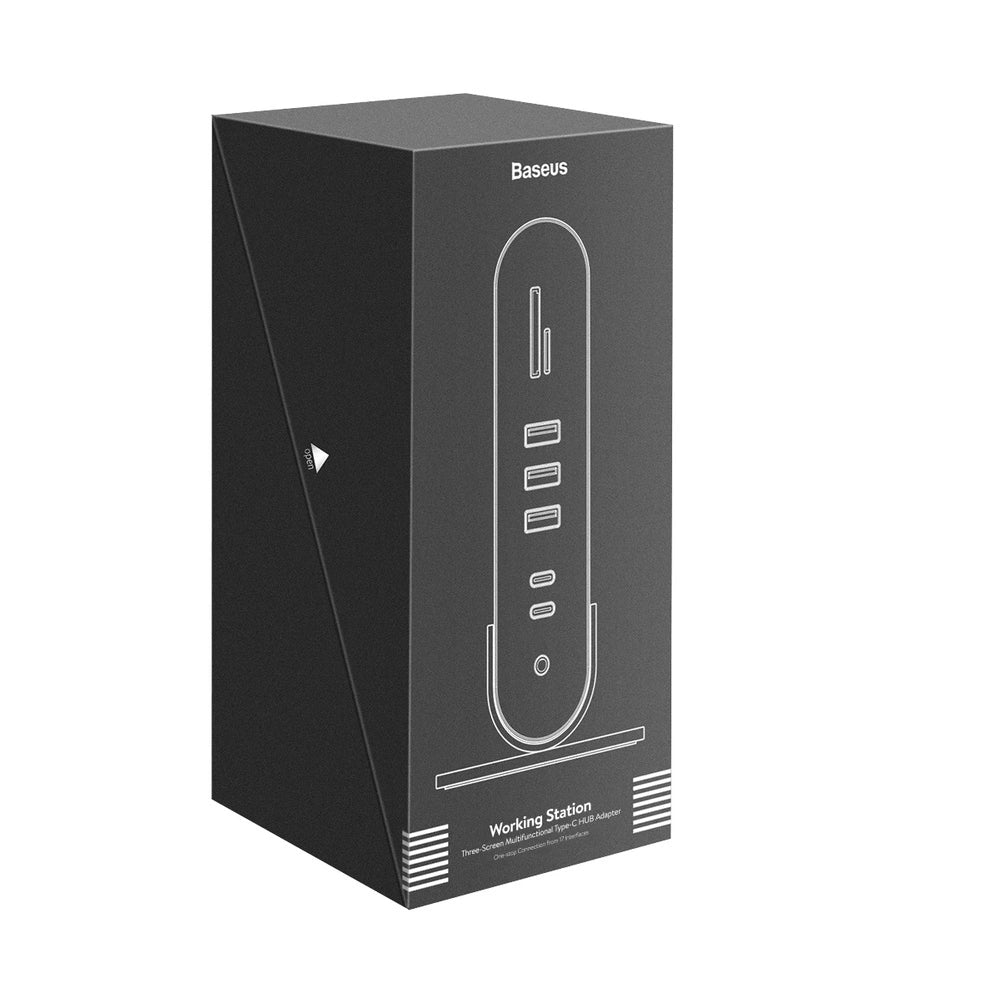 Baseus multifunctional HUB 3x USB 3.2 Gen 1 / 2x USB 2.0 / 2x USB Type C / SD and micro SD card reader / AUX / 3x HDMI / RJ45 1Gbps Power Delivery 100W (EU / CN / UK plugs) gray (CAHUB-DG0G)_5