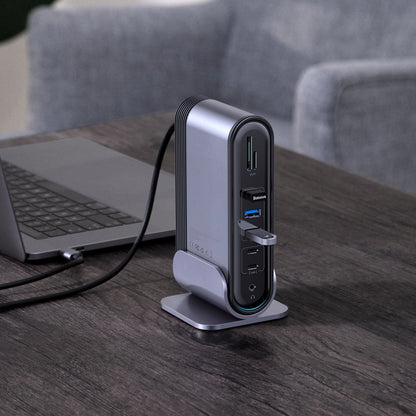 Baseus multifunctional HUB 3x USB 3.2 Gen 1 / 2x USB 2.0 / 2x USB Type C / SD and micro SD card reader / AUX / 3x HDMI / RJ45 1Gbps Power Delivery 100W (EU / CN / UK plugs) gray (CAHUB-DG0G)_10