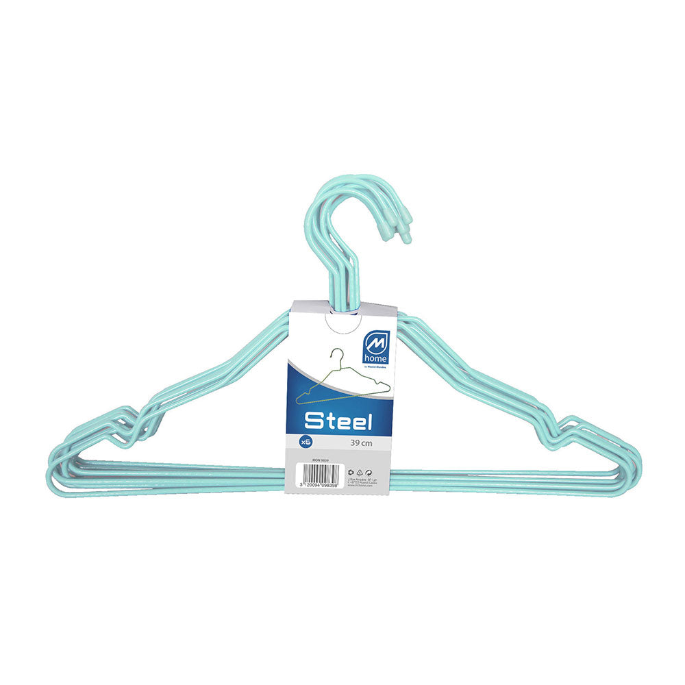 Lote 6 cabides arame azul celeste 39cm_0