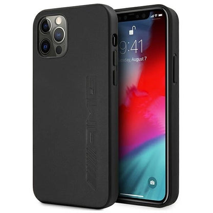AMG AMHCP12LDOLBK iPhone 12 Pro Max 6,7" czarny/black hardcase Leather Hot Stamped_0