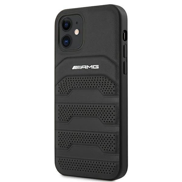 AMG AMHCP12SGSEBK iPhone 12 mini 5,4" czarny/black hardcase Leather Debossed Lines_1