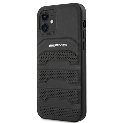 AMG AMHCP12SGSEBK iPhone 12 mini 5,4" czarny/black hardcase Leather Debossed Lines_1