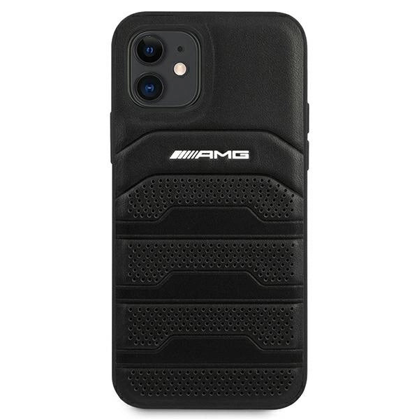 AMG AMHCP12SGSEBK iPhone 12 mini 5,4" czarny/black hardcase Leather Debossed Lines_2