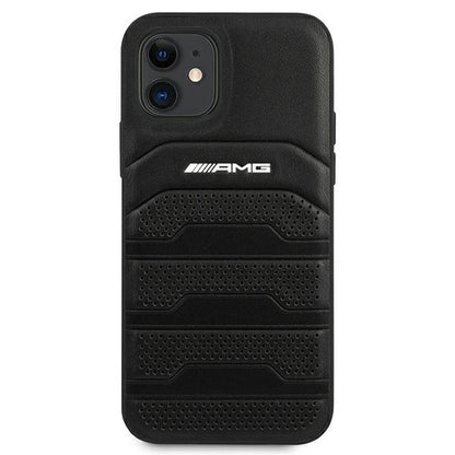 AMG AMHCP12SGSEBK iPhone 12 mini 5,4" czarny/black hardcase Leather Debossed Lines_2