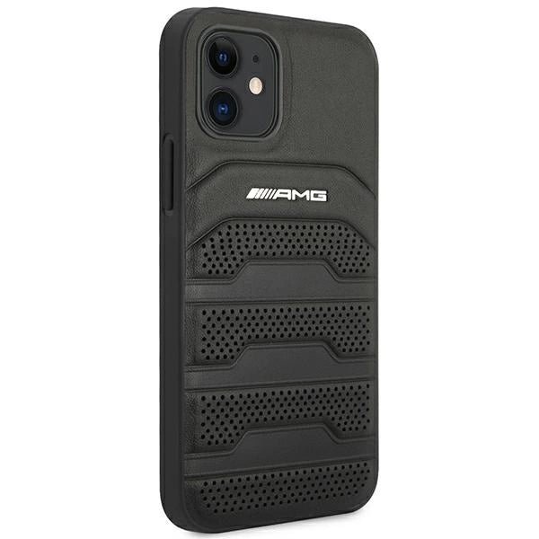 AMG AMHCP12SGSEBK iPhone 12 mini 5,4" czarny/black hardcase Leather Debossed Lines_3